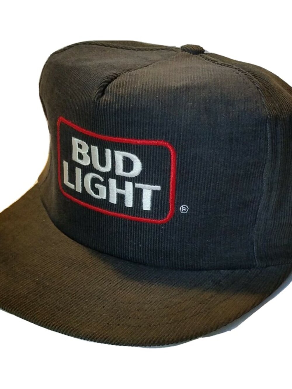 Bud Light Beer Hat Cap Charcoal Flat Brim Made in USA Snap Back NOS